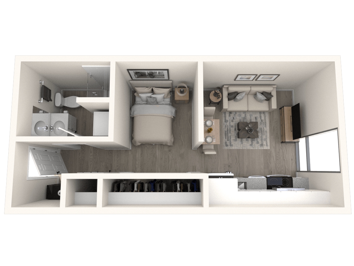 1 Bedroom 1 Bathroom Urban floor plan